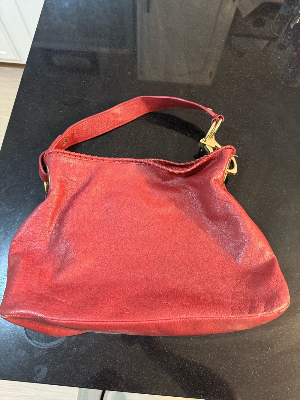 JPK Paris 75 Red Leather Hobo Shoulder Bag Slouchy